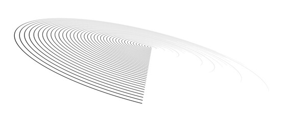 Wall Mural - lines in circle abstract background. dynamic transition illusion in spiral. black shape on a white b