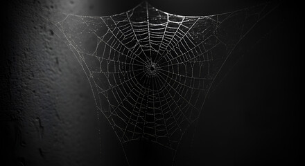 Mysterious spiderweb in a dark, atmospheric scene, perfect for Halloween or horror concepts