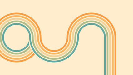 Wall Mural - abstract background of rainbow groovy wavy line design in 1970s hippie retro style. vector pattern r