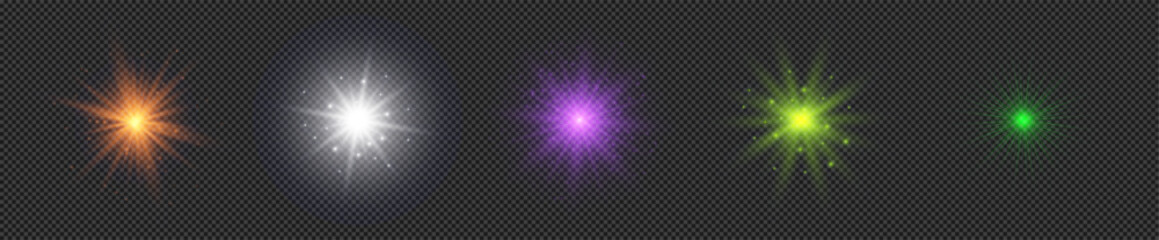 Wall Mural - set of light effects of lens flares