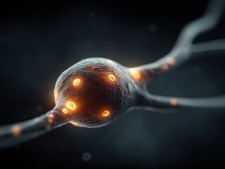 Wall Mural - neural activity visualization brain scientific illustration dark environment macro viewpoint neurobi
