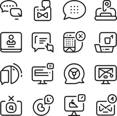 Communication and Messaging Line Art Icons Collection message chat