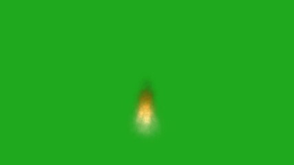 Wall Mural - overlay of small, abstract wisp of light orange and yellow flames floats on a solid green background