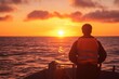 © Meenaxi - A Solitary Figure Admires the Ocean's Majestic Sunset From the Deck of a Fishing Boat