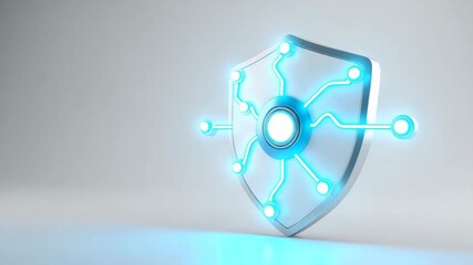 Wall Mural - shield technology security digital network protection with blue glowing cyber futuristic elements, a