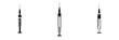 © AI04 - Minimalist vector illustration of three black-and-white syringe silhouettes in a simple design