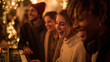 © Jirawatfoto - Happy group of friend laughing and singing together at night. Enjoying festive music and togetherness around keyboard, feeling joyful and connected in evening
