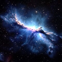 Wall Mural - stunning majestic blue nebula shimmers brightly against the dark canvas of vast outer space