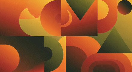 Wall Mural - Abstract Geometric Autumn Pattern Background with Warm Earth Tones and Textured Shapes for Fall Decor
