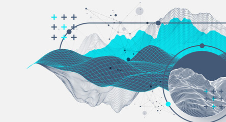 Wall Mural - the abstract wave is made in a frame style. template for science and technology presentation. vector