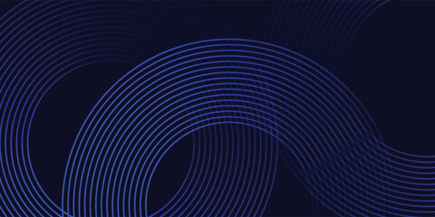 Wall Mural - abstract blue glowing geometric lines on dark blue background. modern shiny blue circle lines patter