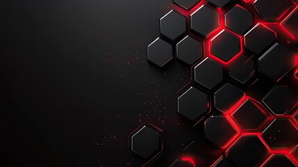 a red, glowing geometric hexagon background