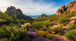 © Umer - A scenic view of the arizona desert landscape with saguaro cacti and colorful wildflowers blooming