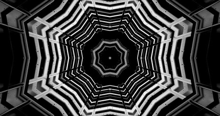 Wall Mural - a captivating abstract tunnel design featuring geometric shapes and patterns in black and white. thi