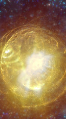 Wall Mural - Bright cosmic explosion surrounded by stars and colorful celestial dust, symbolizing universal creation