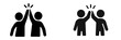 © icon_art - High five icon set with two people celebrating success and teamwork in a simple black silhouette style isolated on a white background