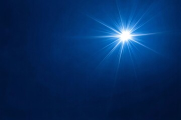 Wall Mural - Bright light effect of single star shining in dark blue night sky, creating a beautiful and mysterious atmosphere