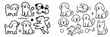 © Mark - Collection of cute dog characters in a simple doodle style, hand-drawn puppy line art set with various breeds and poses for pet-themed designs