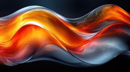 Wall Mural - Abstract fiery orange and blue wave.