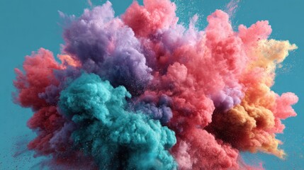 Canvas Print - Vibrant Explosion of Colorful Powder in Artistic Display of Chaos