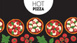 © DiViArts - Italian Pizza frame. Italian food. Vector illustration. Hand drawn flat food style.  Top view. Menu, package, logo, design template.