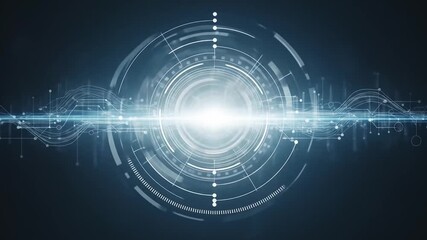 Futuristic blue digital interface with glowing center