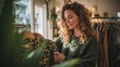 © Eve - Young woman choosing clothes in a cozy vintage store, highlighting sustainable fashion, eco awareness, slow lifestyle, and mindful second hand shopping culture.