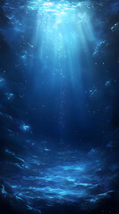 Wall Mural - Mysterious Underwater Dream World with Glowing Marine Life  