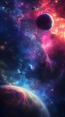 Wall Mural - Celestial Dream Space with Tranquil Planets and Cosmic Colors  