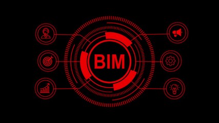 Futuristic Digital Technology Interface with Glowing Red Fintech and Internet Icons on Dark Background – Innovation, Trends, and Modern Business Solutions