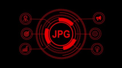 Futuristic Digital Technology Interface with Glowing Red Fintech and Internet Icons on Dark Background – Innovation, Trends, and Modern Business Solutions