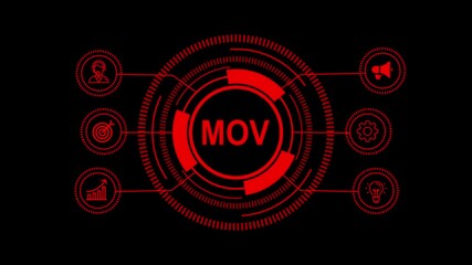 Futuristic Digital Technology Interface with Glowing Red Fintech and Internet Icons on Dark Background – Innovation, Trends, and Modern Business Solutions