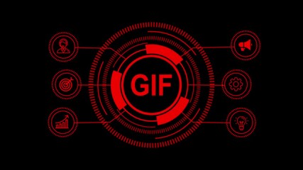 Futuristic Digital Technology Interface with Glowing Red Fintech and Internet Icons on Dark Background – Innovation, Trends, and Modern Business Solutions