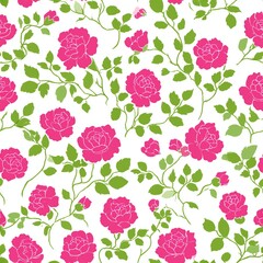 Wall Mural - Seamless floral pattern with pink roses