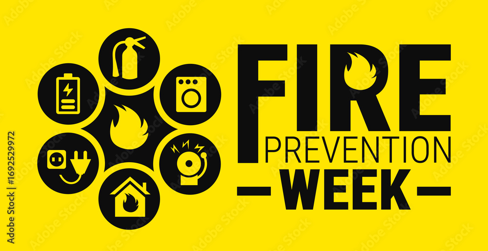 National Fire Prevention Week background, banner, card or poster design ...