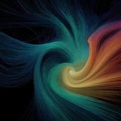 Wall Mural - a vibrant abstract swirl of colors and lines, creating a sense of motion and energy in a dark backgr