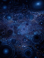 Wall Mural - a mesmerizing abstract image featuring swirling patterns of blue dots and luminous orbs against a da