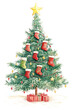© Rawpixel.com - PNG Christmas tree decorated in red illustration stockings star.