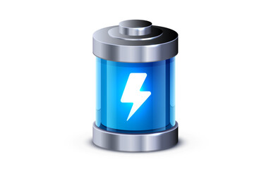 Wall Mural - full charged glowing battery . realistic glass power battery.