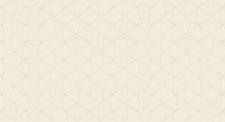 Intricate geometric pattern of intersecting lines and circles on a pale cream background