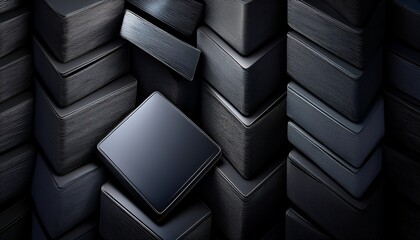 stacks of blank black square cards in a repeating pattern