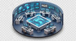 © Umair - Futuristic global network security command center control room with digital world map display design