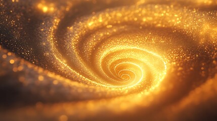 Wall Mural - golden glitter swirling vortex with bright light at the center