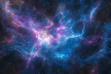 Wall Mural - A vibrant nebula with purple and blue clouds and scattered stars