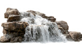 Waterfall cascades powerfully over rocks in vibrant display