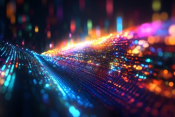 Wall Mural - abstract image of colorful lights forming a network landscape