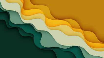 Wall Mural - abstract colorful background with green and yellow flowing lines and modern design pattern