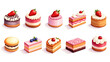 © Mariia - a vibrant and colorful assortment of elaborate desserts executed in a delicate watercolor style as if painted with soft brushstrokes and gentle blending, featuring an array of sweet treats