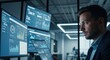 © andi - Businessman analyzes data on multiple screens