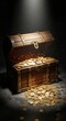 © Entoma - Wooden chest with gold coins and dramatic light